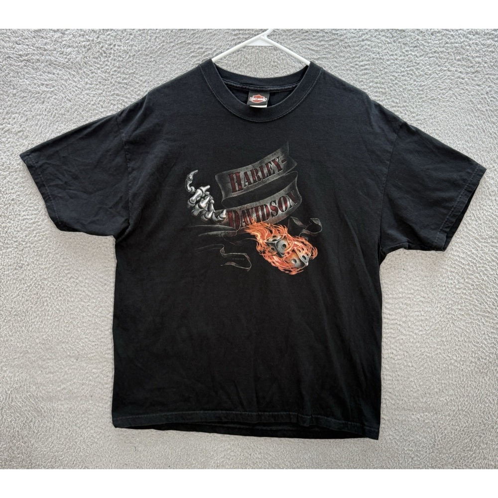 Vintage Harley Davidson Shirt Adult XL Black Motorcycle Biker Grunge Faded Y2K
